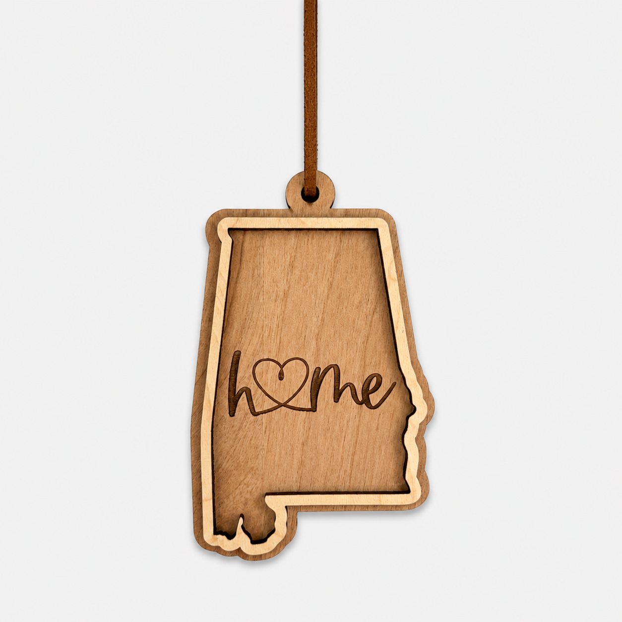 Alabama "Home" Ornament | Layered Wood State Ornament