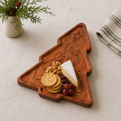 Christmas Tree Tray | Solid Hardwood Holiday Serving Tray